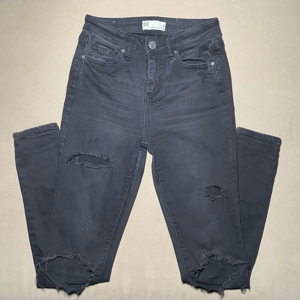 RSQ Black Distressed Manhattan High Rise Jeans Size 10